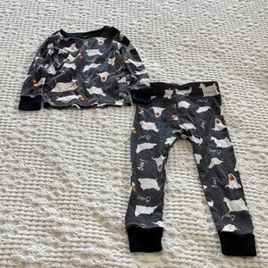 Gray Dog-Ghost Print Pajama Set